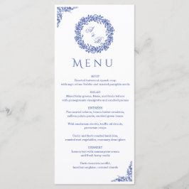 Menu Elegant Vintage French Blue Floral Wedding