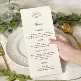 Menu Elegant Watercolor Floral Rococo Wedding