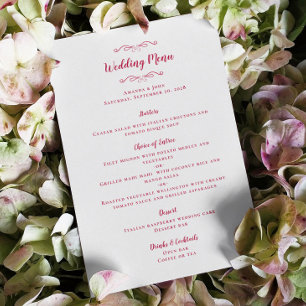 Menu Elegant Wedding Calligraphy Magenta Guest Dinner