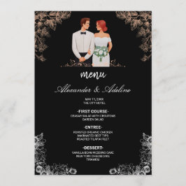 Menu Elegant Wedding with Dark Floral 