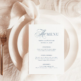 Menu Elegant White and Dusty Blue | Classic Luxe 