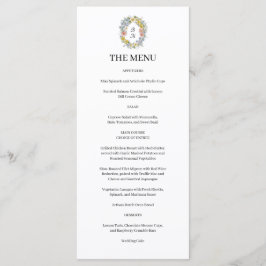 Menu Elegant Wildflower Floral Monogram Crest Wedding