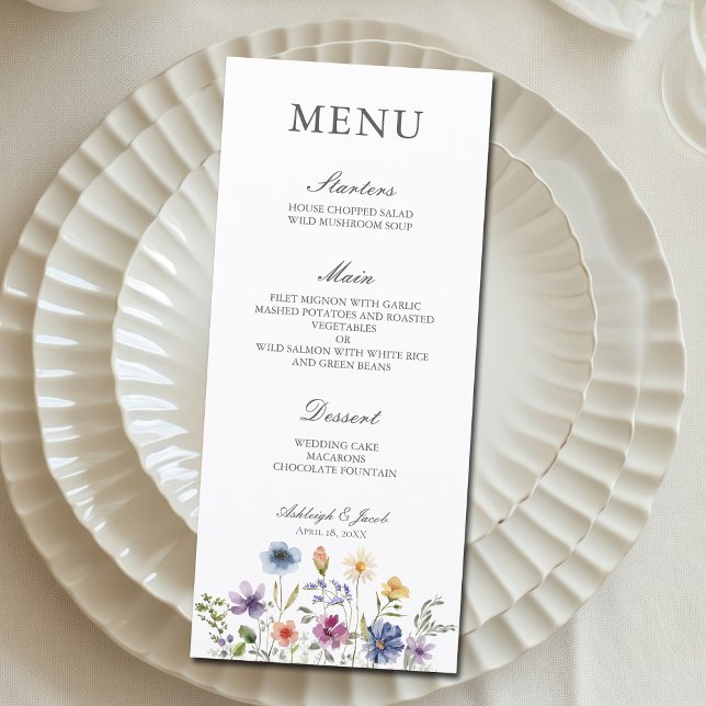 Menu Elegant Wildflower Spring Wedding Dinner (Criador carregado)