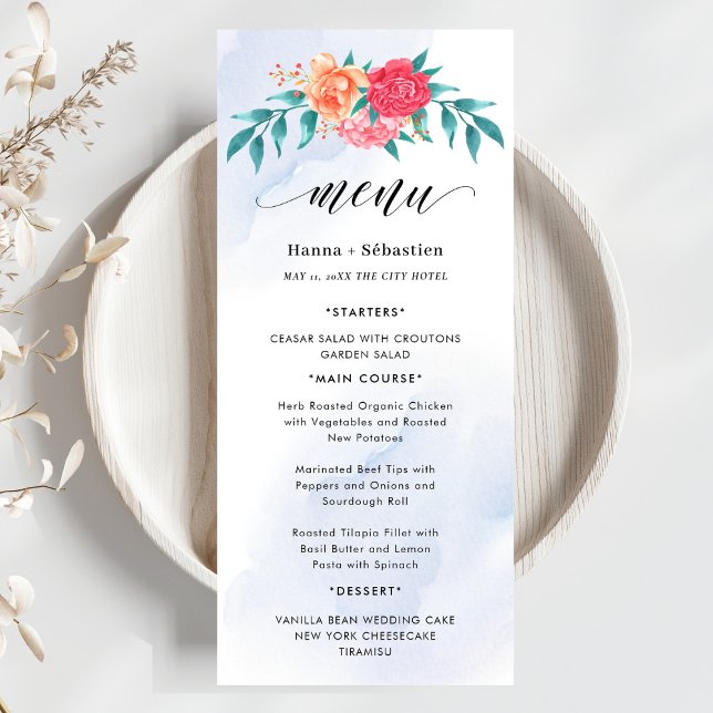 Menu Elegant Wreath Monogram Wedding  (Criador carregado)
