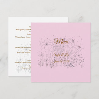 Menu Elegante Apartamento de Casamento Quadrado de Prad