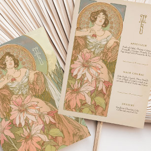 Menu Elegante Art Nouveau Cartão Deusa Floral