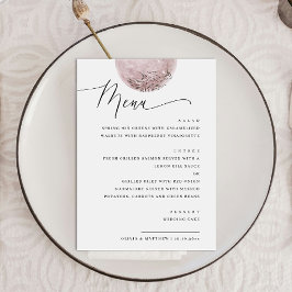 Menu Elegante Boho Rosa Bege Lua | Jantar de Casamento