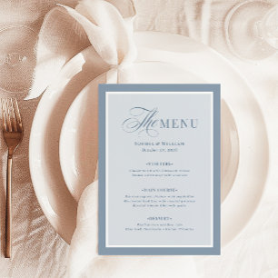Menu Elegante Borda Azul Empoeirado Luxo Clássico