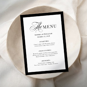 Menu Elegante Borda Preta e Branca   Luxo Clássico