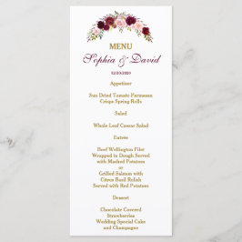 Menu Elegante Burgundy Marsala Casamento outono Floral