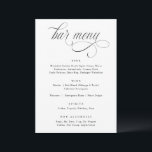 Menu Elegante Caligrafia Bar de Casamento de Luxo<br><div class="desc">Menu Bar de Casamento de Luxo: Este elegante menu de bar de recepção de casamento de caligrafia é perfeito para um sofisticado casamento clássico. Veja todos os produtos correspondentes abaixo.</div>