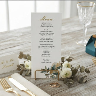 Menu Elegante Caligrafia Botânica de Eucalipto
