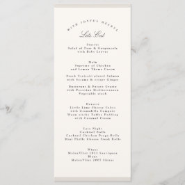Menu Elegante Caligrafia Minimalista de Casamento