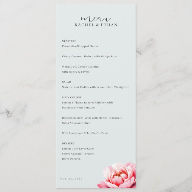Menu Elegante Cardápio Bege Floral (Frente)