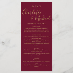 Menu Elegante Cardápio de Casamento com Assinatura em B