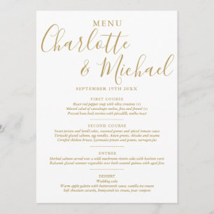 Menu Elegante Cardápio de Casamento com Assinatura em O
