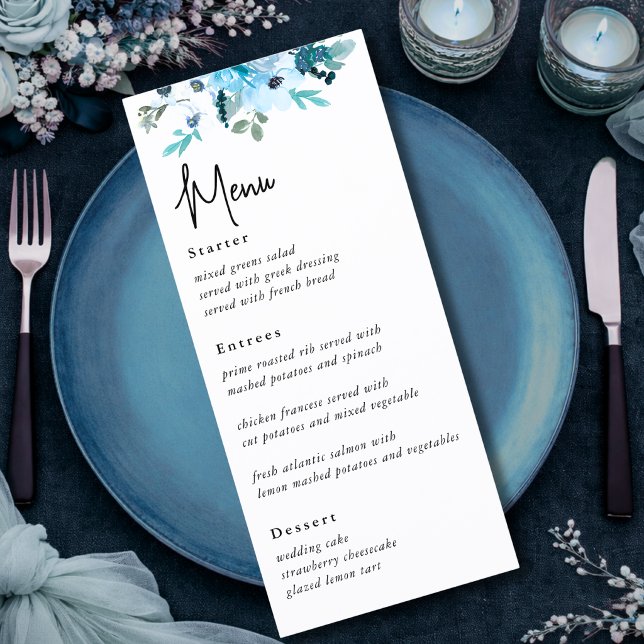 Menu Elegante cardápio de casamento com flores brancas  (Criador carregado)