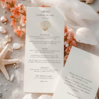 Menu Elegante Cardápio de Casamento de Dupla Face Creme