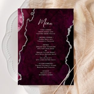 Menu Elegante Cardápio de Casamento em Ágata Prata Burg
