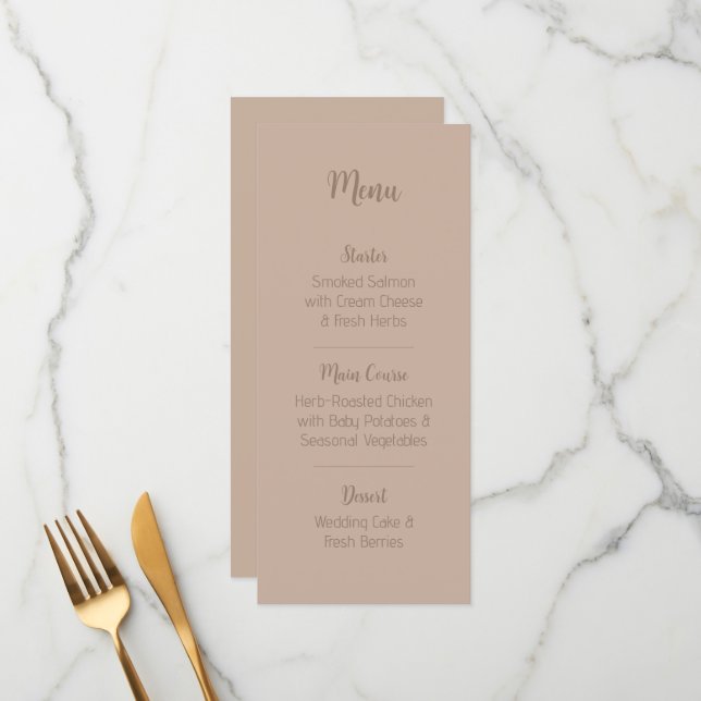 Menu Elegante Cardápio de Casamento Floral Bege (Frente/Verso In Situ)