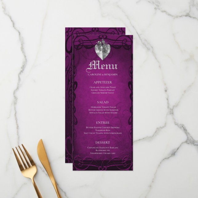 Menu Elegante cardápio de casamento gótico de halloween (Frente/Verso In Situ)