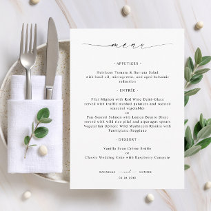 Menu Elegante Cardápio de Noivado ou Chá de Noiva em Le