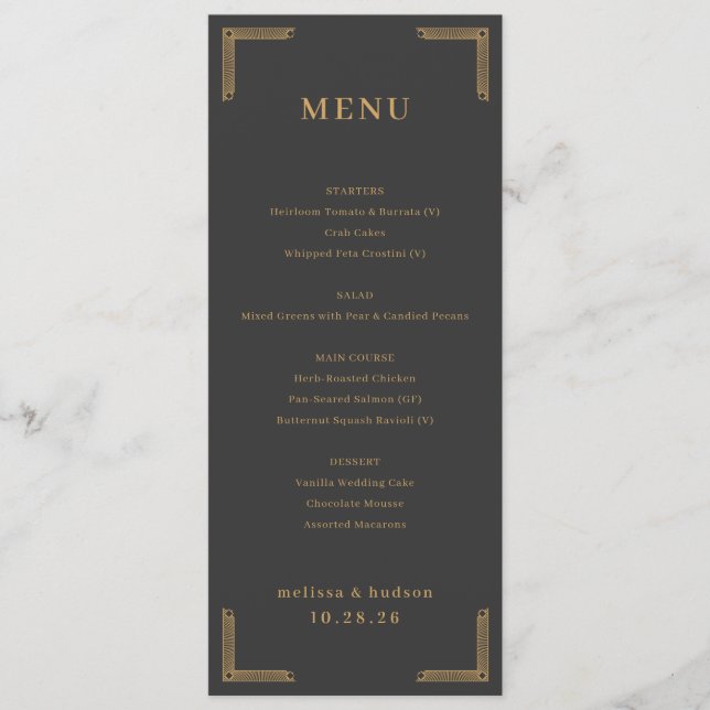 Menu Elegante Carvão Ouro (Frente)
