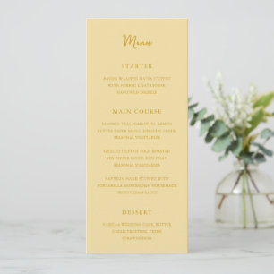 Menu Elegante Casamento Amarelo Manteiga Moderno