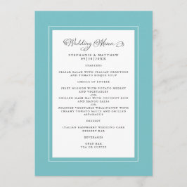 Menu Elegante Casamento Chic Moderno Aqua Green