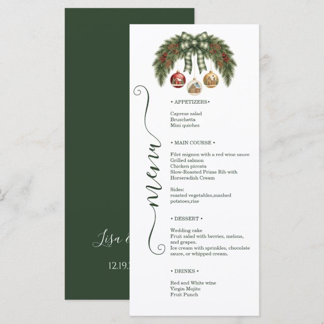 Menu Elegante Casamento de Férias Rústico (Frente/Verso)
