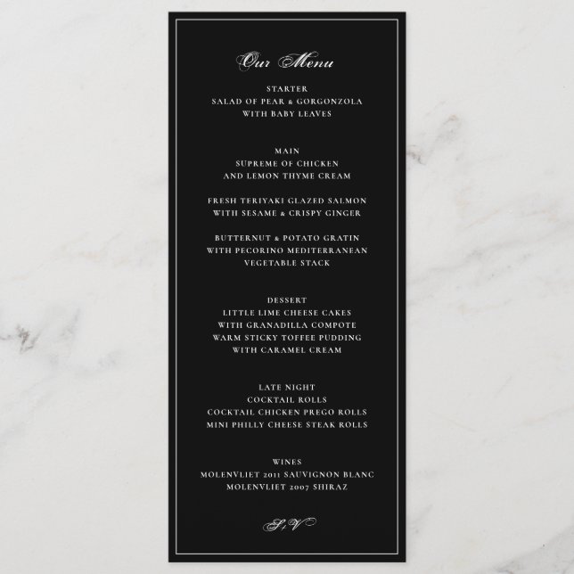 Menu Elegante Casamento de Gravata Preta (Frente)