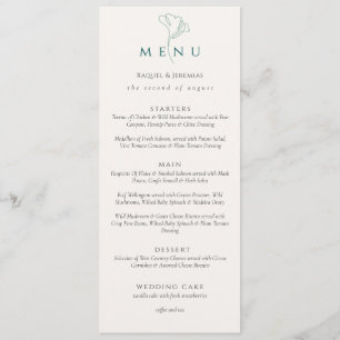 Menu Elegante Casamento de Script Preto e Branco de Doi