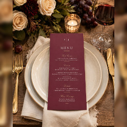 Menu Elegante Casamento de Vinícola em Burgundy e Doura