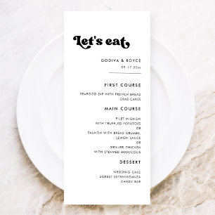 Menu Elegante casamento retro preto e branco Vamos come
