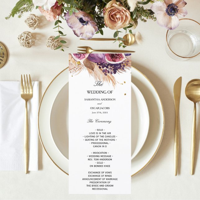 Menu Elegante Cerimônia de Casamento Pampas e Figos Rox (Criador carregado)