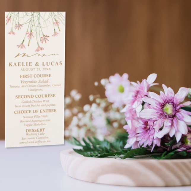 Menu Elegante Charm Wild Flower Wedding (Criador carregado)