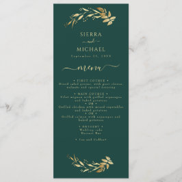 Menu Elegante Chic Emerald Green - Recepção de casament