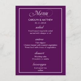 Menu Elegante Classe Simples Cardápio de Casamento Roxo