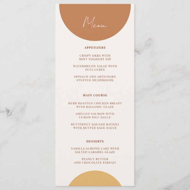 Menu Elegante Colorido Boho Arco Retro Jantar de Casame (Frente)