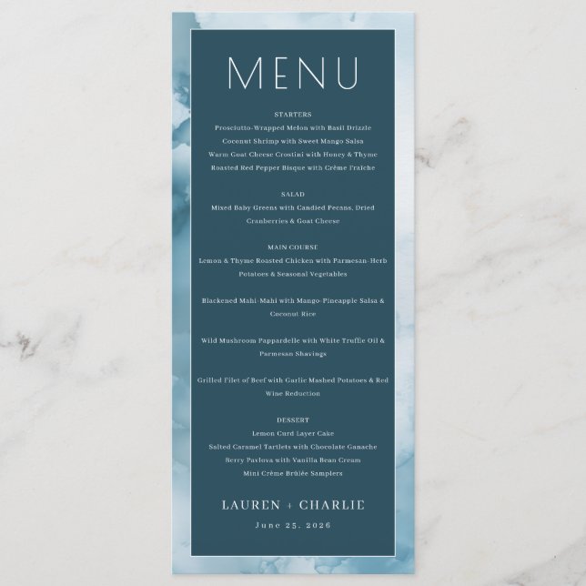 Menu Elegante com Gradiente Azul Marinho (Frente)