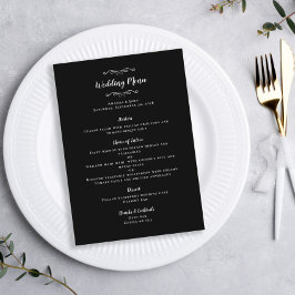 Menu Elegante Convidados de Casamento Caligrafia Preto
