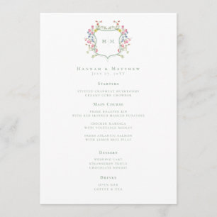 Menu Elegante Crista de Flor Silvestre Pastel em Tom de