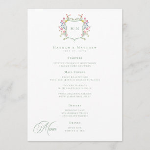 Menu Elegante Crista de Flor Silvestre Pastel em Tom de