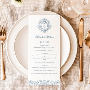 Menu Elegante Crista de Monograma Regência Vintage Casa