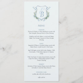 Menu Elegante Crista Floral Monograma Casamento