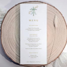 Menu Elegante Cruz Sage Aquarela Botânica Batismo