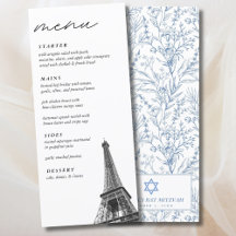 Menu Elegante da Torre de Toile Francesa Mitzvah E