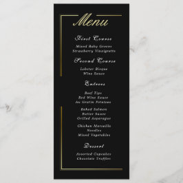 Menu Elegante de Script Branco de Quadro Dourado P