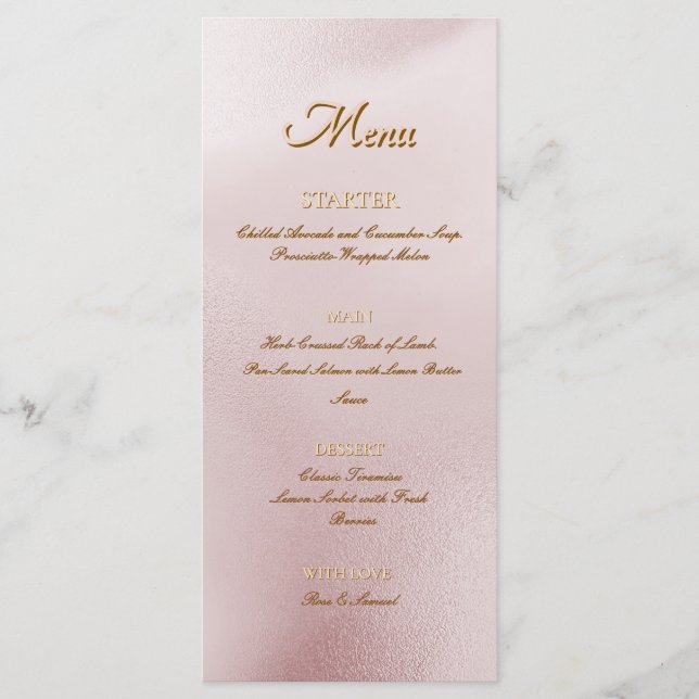 Menu Elegante de Tinga Alcoólica Rosa (Frente)
