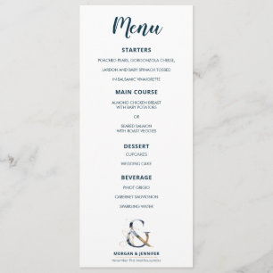 Menu elegante do Ampersand do marinho e do ouro